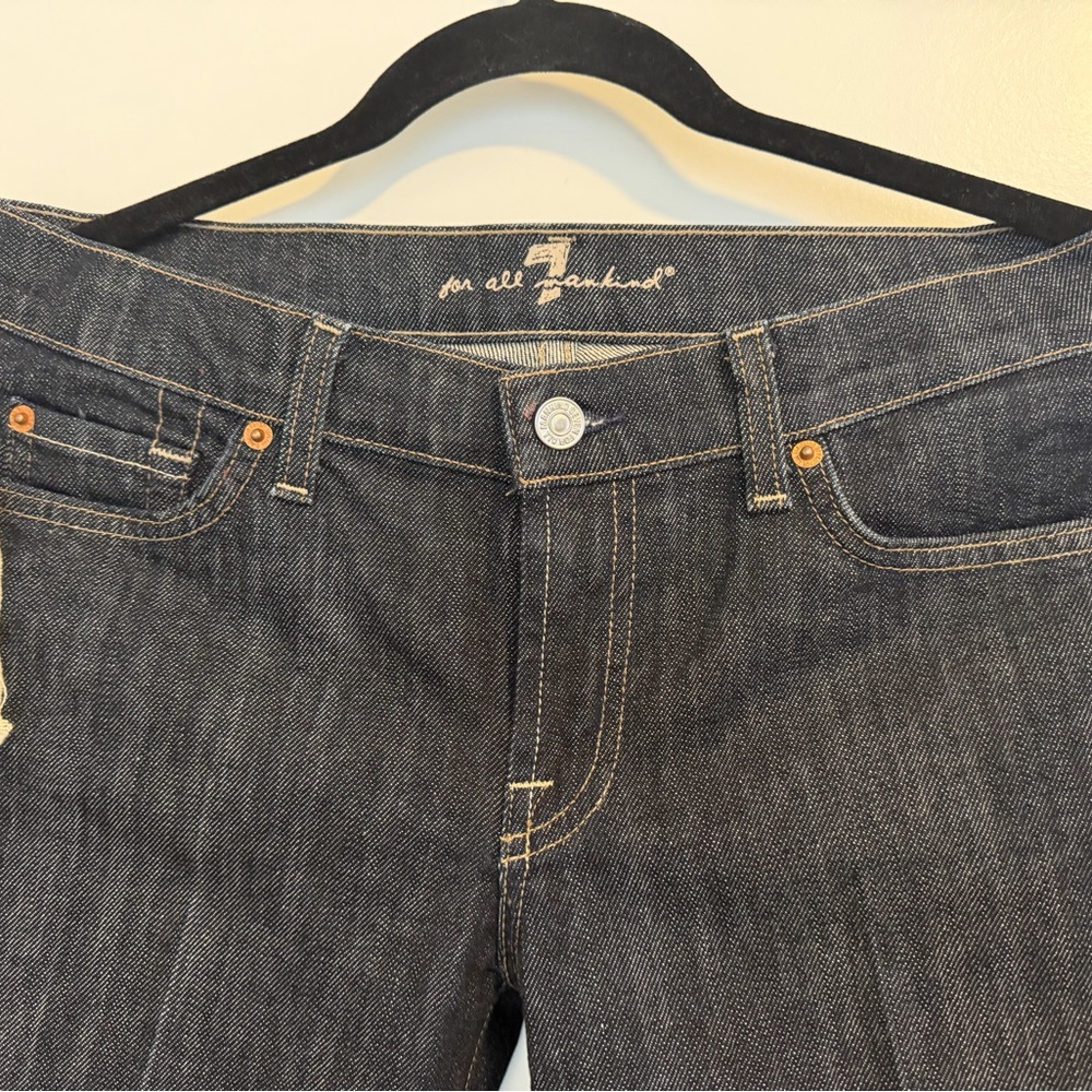 7 For All Mankind Dark Indigo Boot Cut Jeans NWOT Long Leg - Picture 4 of 8